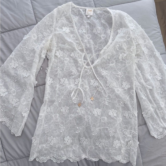 Milly Viara Floral-Appliqué Cover-Up - Picture 3 of 5